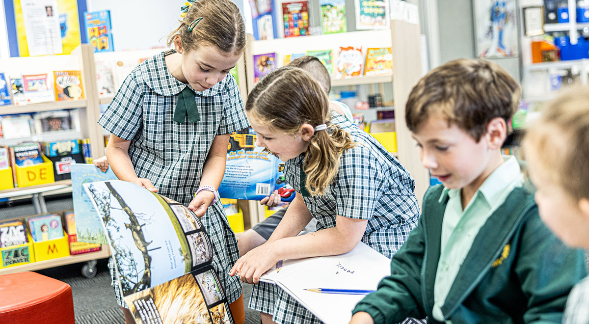 Students in the Our Lady of the Way Catholic Primary Emu Plains School Library