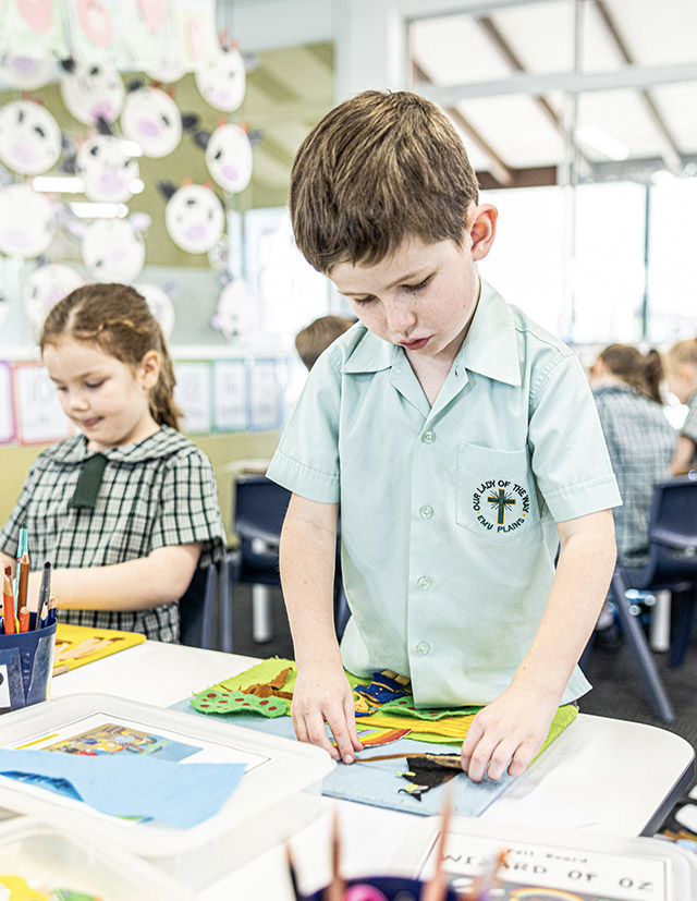 Boy and girl learning at Our Lady of the Way Catholic Primary Emu Plains