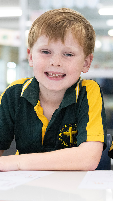 Happy student at Our Lady of the Way Catholic Primary Emu Plains