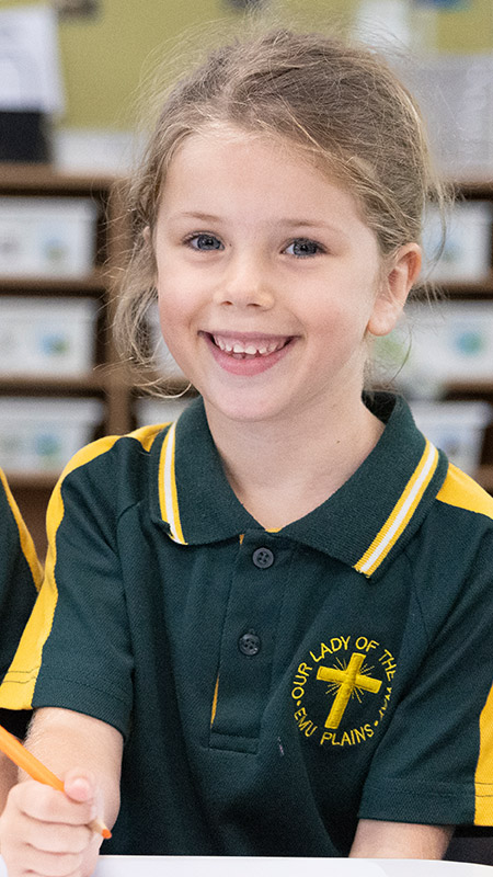 Happy student at Our Lady of the Way Catholic Primary Emu Plains