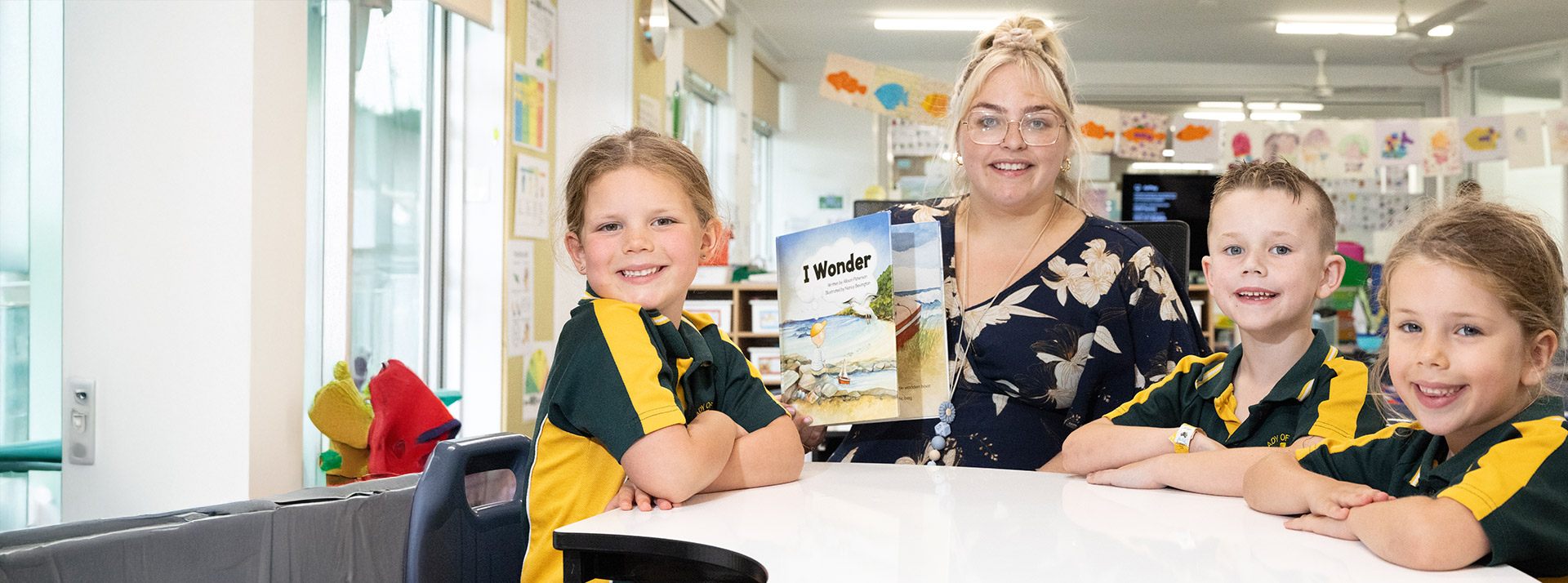 Our Lady of the Way Catholic Primary Emu Plains teacher with students