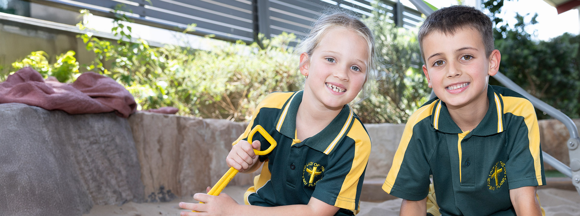 Our Lady of the Way Catholic Primary Emu Plains students playing in sandpit